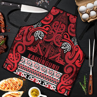 Aotearoa Iwi Ngati Kahungunu Apron Maori Wharenui House Tribal Pattern LT9 Dark red - Polynesian Pride
