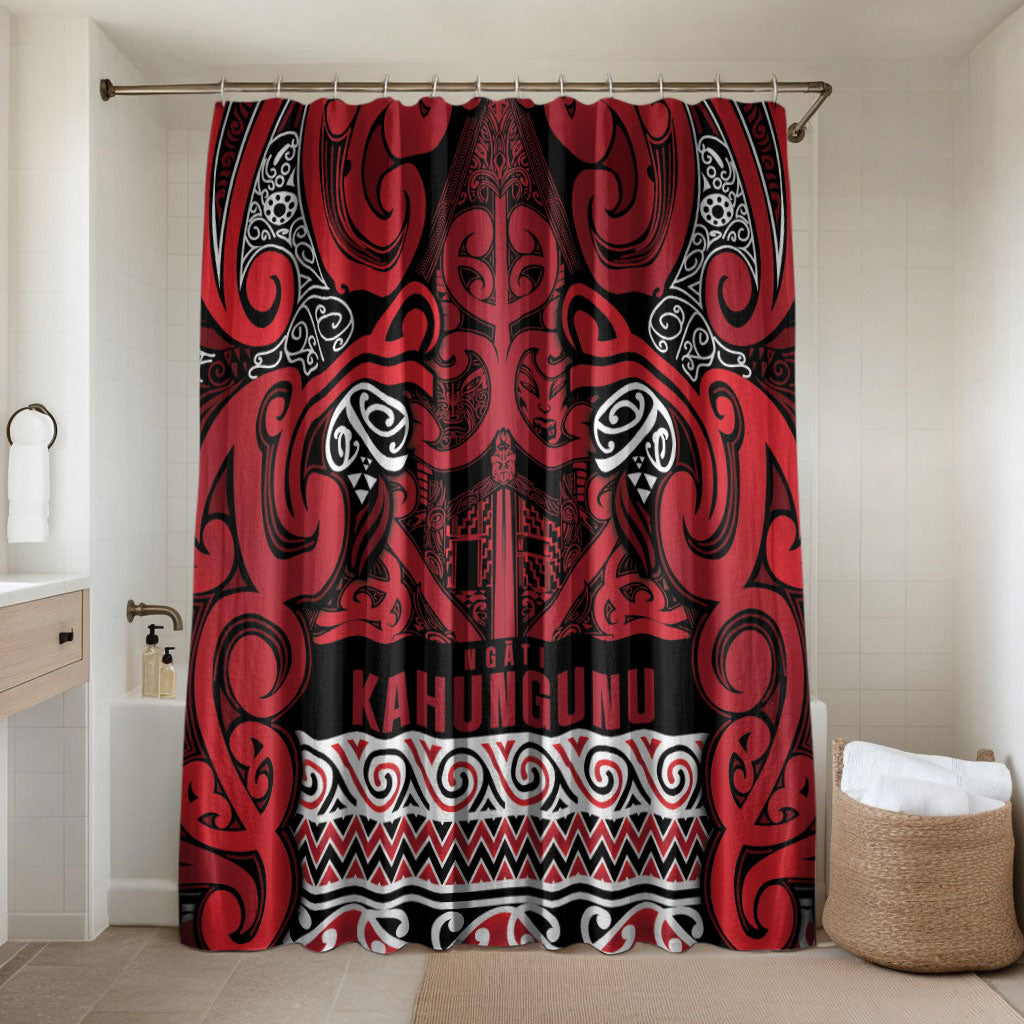 Aotearoa Iwi Ngati Kahungunu Bathroom Set Maori Wharenui House Tribal Pattern LT9 Shower Curtain Only Dark red - Polynesian Pride