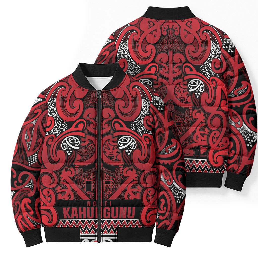 Aotearoa Iwi Ngati Kahungunu Bomber Puffer Jacket Maori Wharenui House Tribal Pattern LT9 - Polynesian Pride