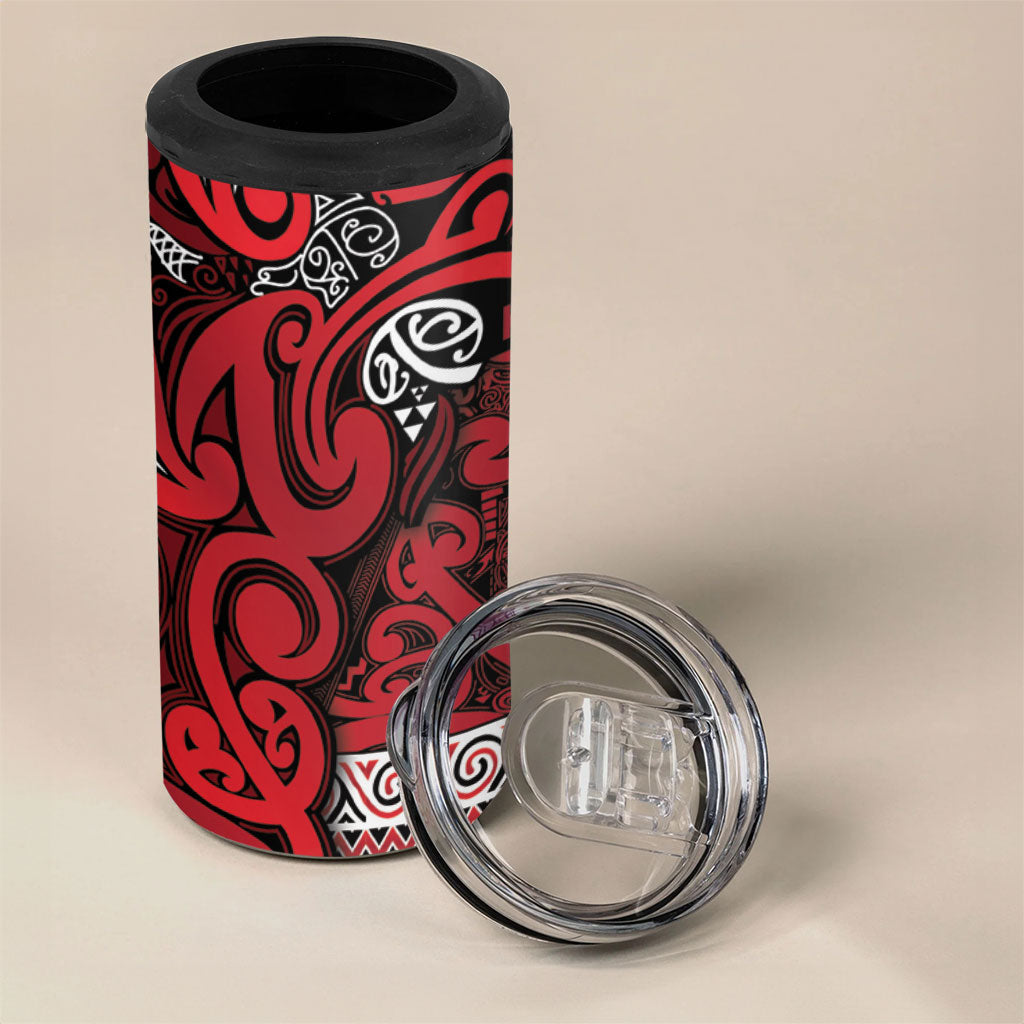 Aotearoa Iwi Ngati Kahungunu 4 in 1 Can Cooler Tumbler Maori Wharenui House Tribal Pattern LT9 - Polynesian Pride
