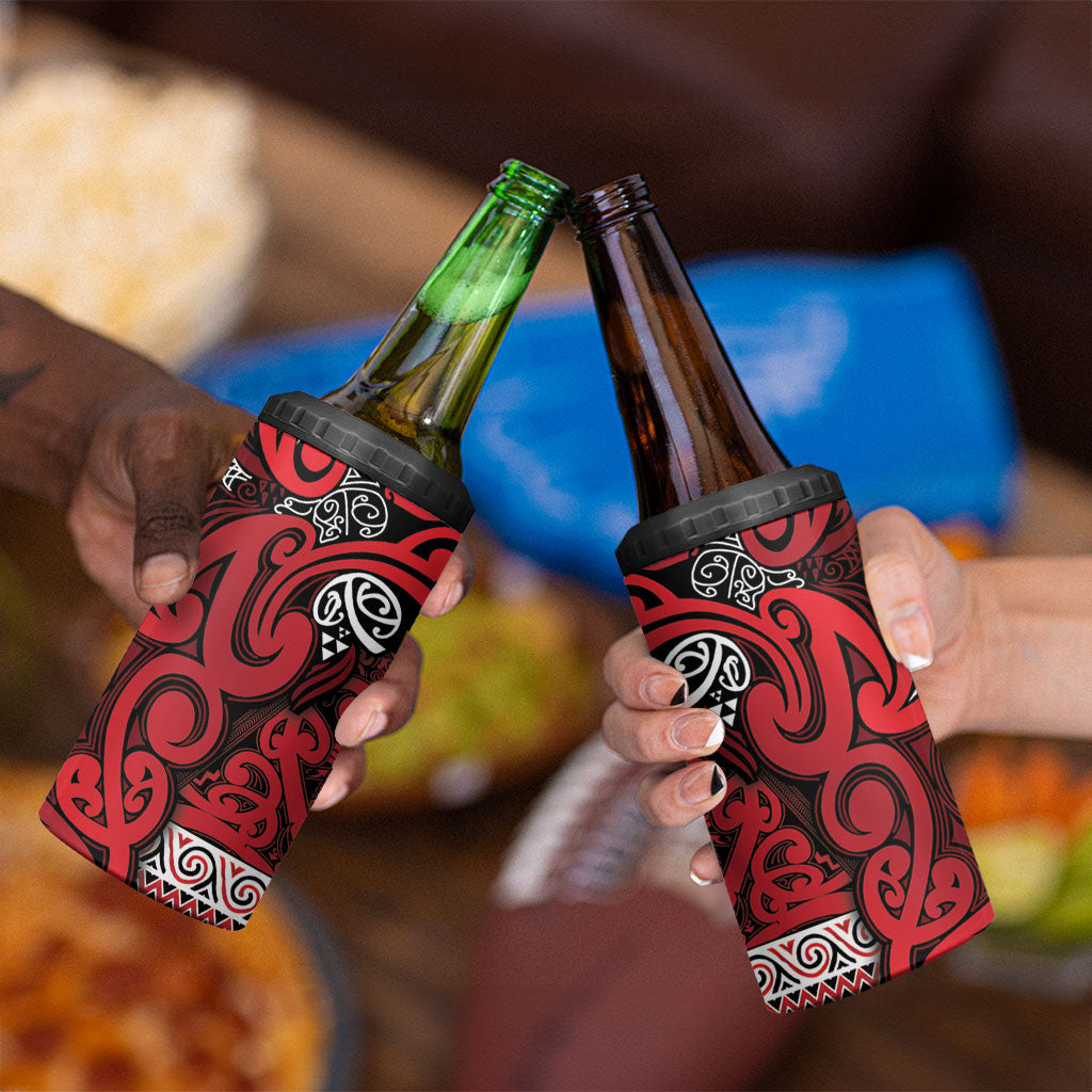 Aotearoa Iwi Ngati Kahungunu 4 in 1 Can Cooler Tumbler Maori Wharenui House Tribal Pattern LT9 - Polynesian Pride