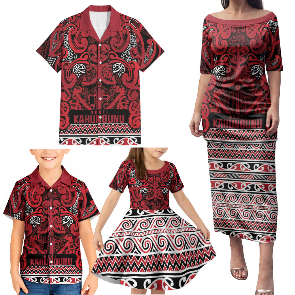 Aotearoa Iwi Ngati Kahungunu Family Matching Puletasi and Hawaiian Shirt Maori Wharenui House Tribal Pattern LT9 - Polynesian Pride