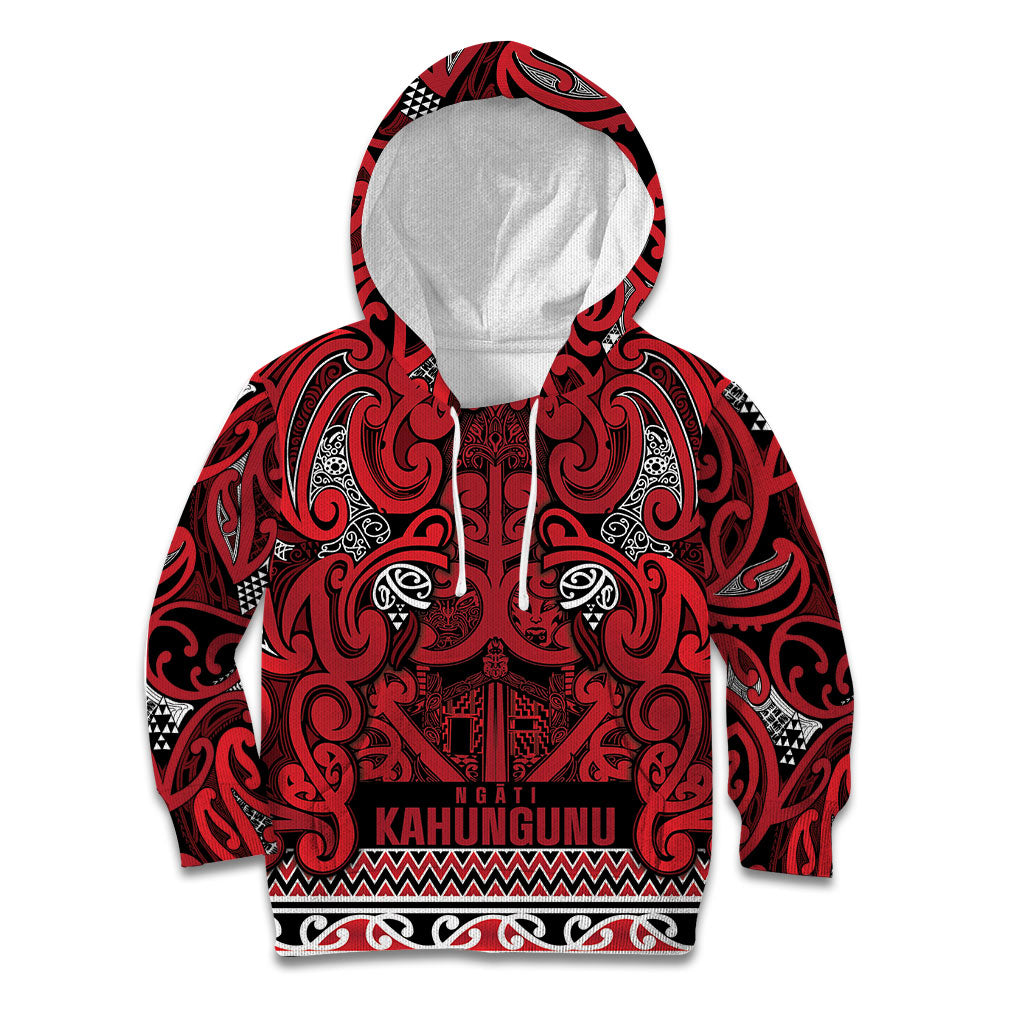 Aotearoa Iwi Ngati Kahungunu Kid Hoodie Maori Wharenui House Tribal Pattern LT9 Hoodie Dark red - Polynesian Pride