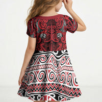 Aotearoa Iwi Ngati Kahungunu Kid Short Sleeve Dress Maori Wharenui House Tribal Pattern LT9 - Polynesian Pride