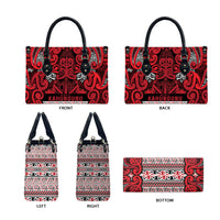 Aotearoa Iwi Ngati Kahungunu Leather Bag Maori Wharenui House Tribal Pattern LT9 - Polynesian Pride