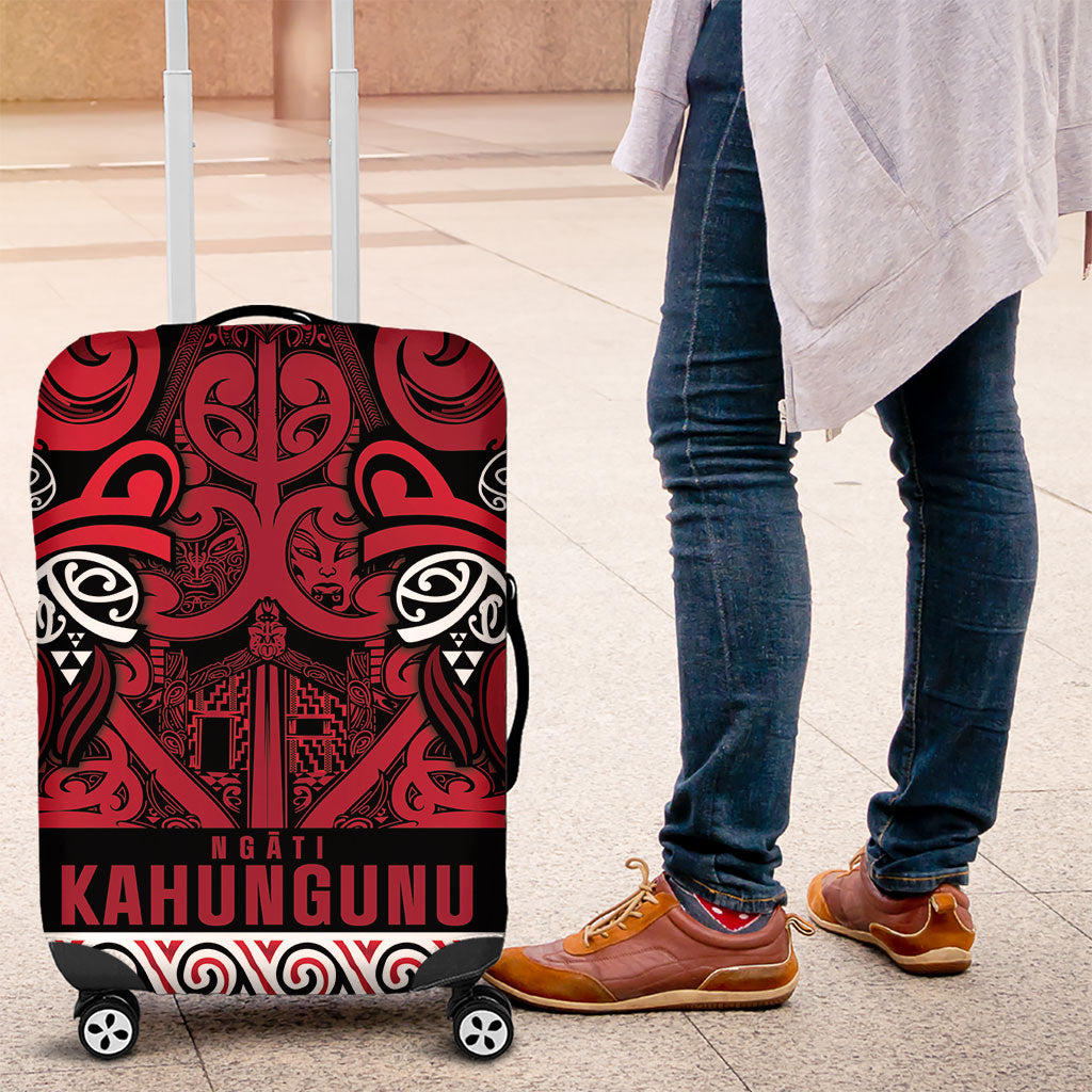 Aotearoa Iwi Ngati Kahungunu Luggage Cover Maori Wharenui House Tribal Pattern LT9 Dark red - Polynesian Pride