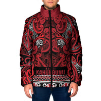 Aotearoa Iwi Ngati Kahungunu Padded Jacket Maori Wharenui House Tribal Pattern LT9 Men Dark red - Polynesian Pride