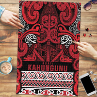 Aotearoa Iwi Ngati Kahungunu Puzzle Maori Wharenui House Tribal Pattern LT9 Dark red - Polynesian Pride