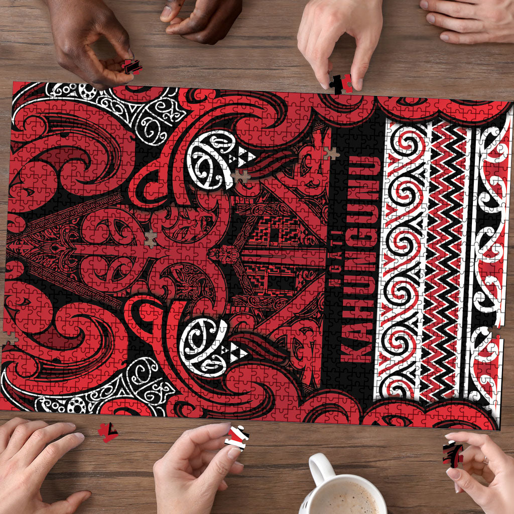 Aotearoa Iwi Ngati Kahungunu Puzzle Maori Wharenui House Tribal Pattern LT9 - Polynesian Pride