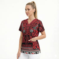 Aotearoa Iwi Ngati Kahungunu Scrub Top Maori Wharenui House Tribal Pattern LT9 - Polynesian Pride