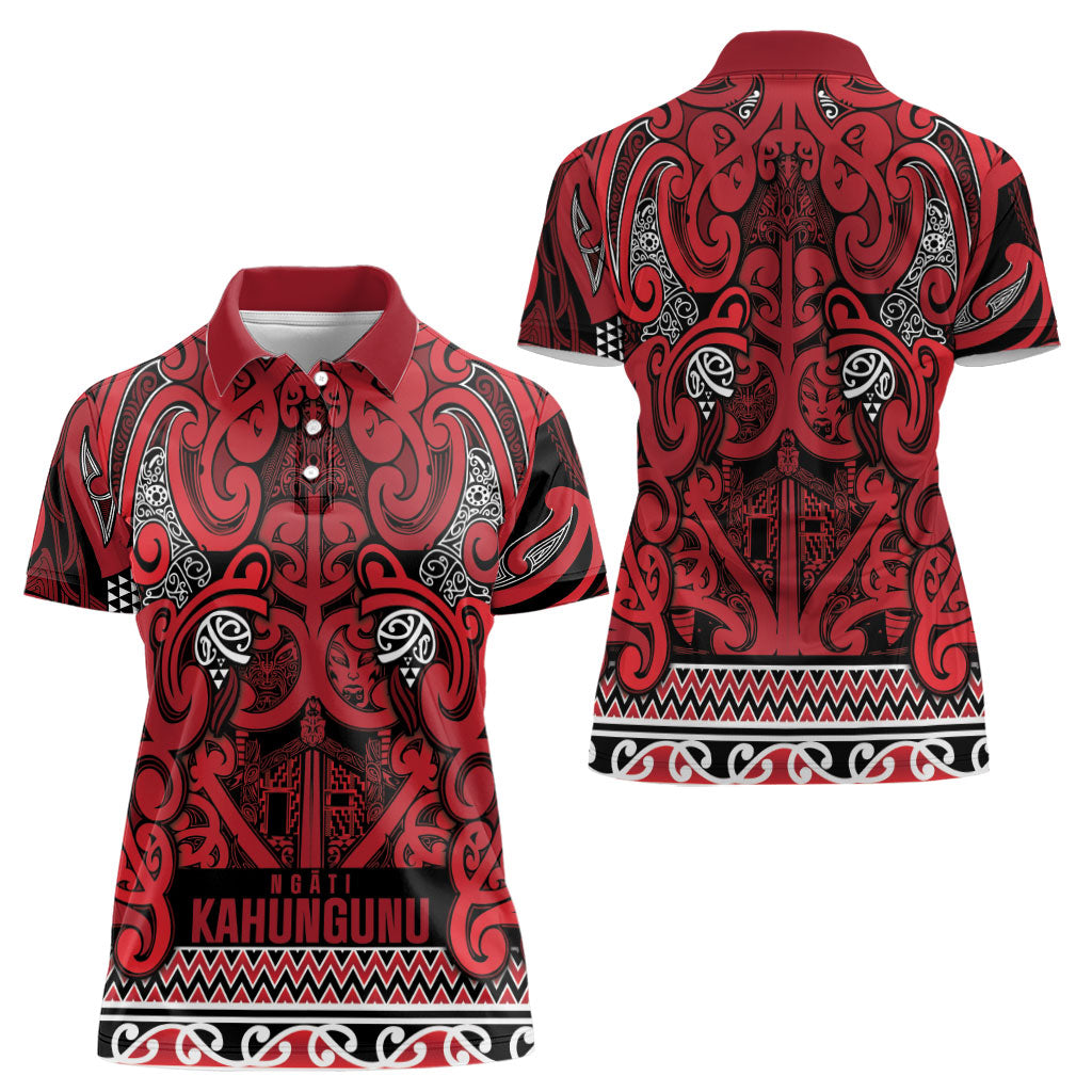 Aotearoa Iwi Ngati Kahungunu Women Polo Shirt Maori Wharenui House Tribal Pattern LT9 - Polynesian Pride