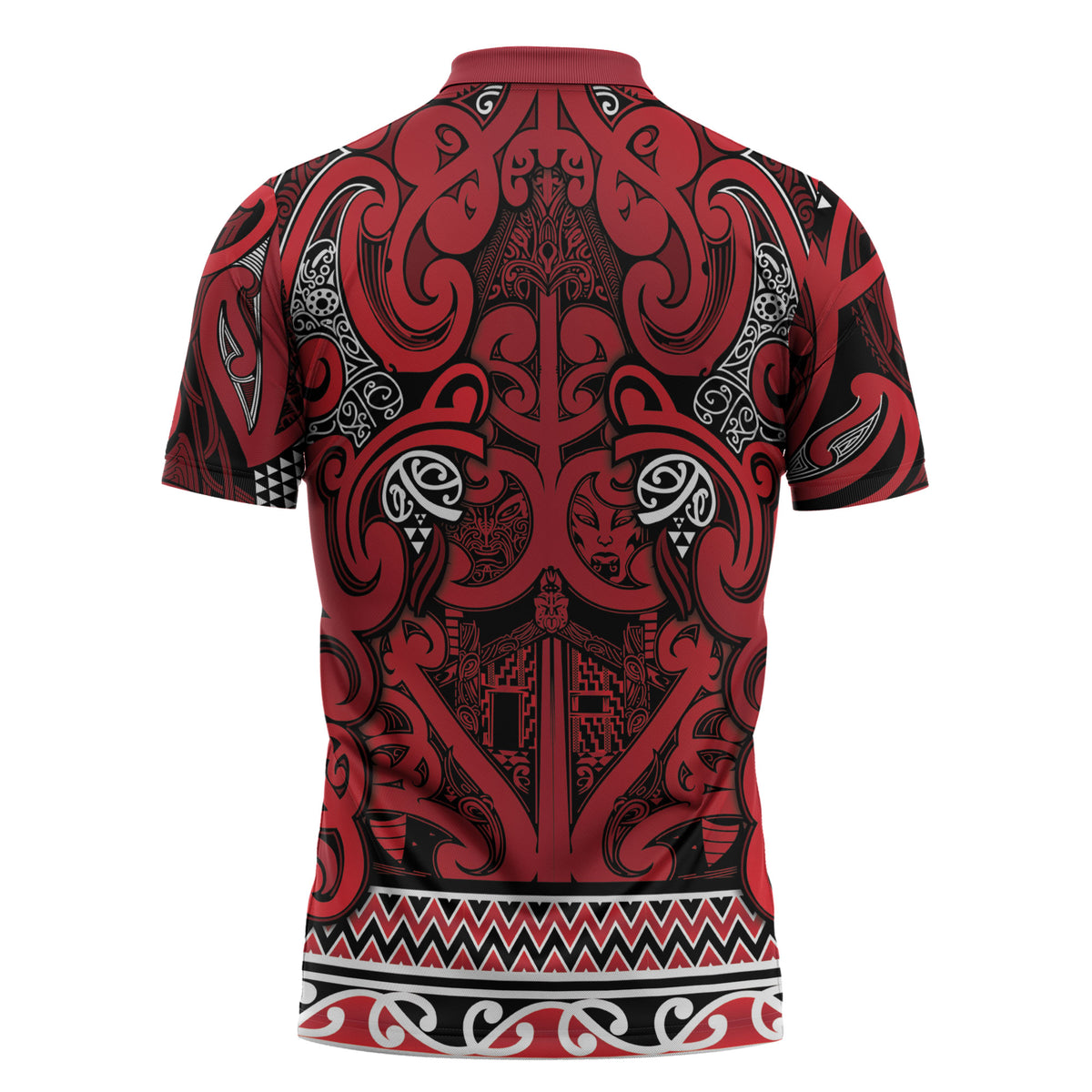 Aotearoa Iwi Ngati Kahungunu Zipper Polo Shirt Maori Wharenui House Tribal Pattern LT9 - Polynesian Pride