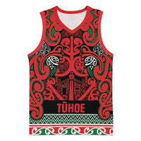Aotearoa Iwi Tuhoe Basketball Jersey Maori Wharenui House Tribal Pattern LT9 Unisex Green Red - Polynesian Pride