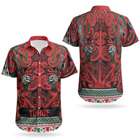 Aotearoa Iwi Tuhoe Couples Matching Off Shoulder Short Dress and Hawaiian Shirt Maori Wharenui House Tribal Pattern LT9 - Polynesian Pride
