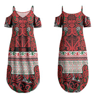 Aotearoa Iwi Tuhoe Couples Matching Summer Maxi Dress and Long Sleeve Button Shirt Maori Wharenui House Tribal Pattern LT9 - Polynesian Pride