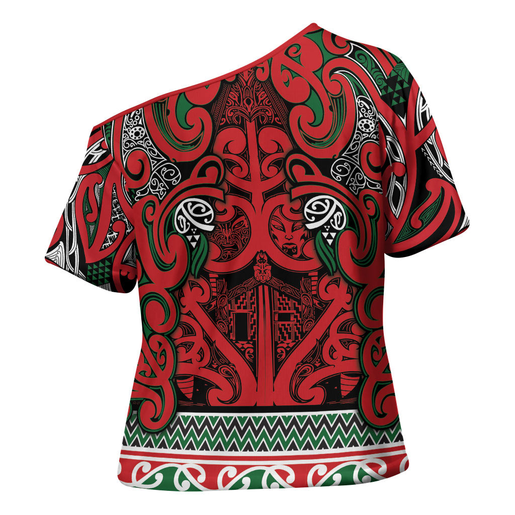 Aotearoa Iwi Tuhoe Cross Shoulder Shirt Maori Wharenui House Tribal Pattern LT9 - Polynesian Pride