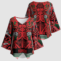 Aotearoa Iwi Tuhoe Kimono Sleeve Blouse Maori Wharenui House Tribal Pattern LT9 - Polynesian Pride