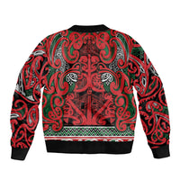 Aotearoa Iwi Tuhoe Sleeve Zip Bomber Jacket Maori Wharenui House Tribal Pattern LT9 - Polynesian Pride