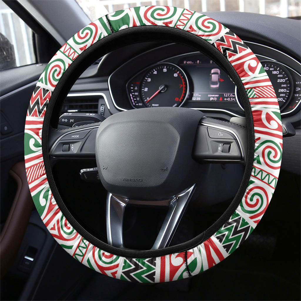 Aotearoa Iwi Tuhoe Steering Wheel Cover Maori Wharenui House Tribal Pattern LT9 - Polynesian Pride