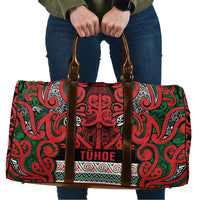Aotearoa Iwi Tuhoe Travel Bag Maori Wharenui House Tribal Pattern LT9 Green Red - Polynesian Pride