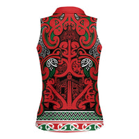 Aotearoa Iwi Tuhoe Women Sleeveless Polo Shirt Maori Wharenui House Tribal Pattern LT9 - Polynesian Pride