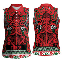 Aotearoa Iwi Tuhoe Women Sleeveless Polo Shirt Maori Wharenui House Tribal Pattern LT9 - Polynesian Pride