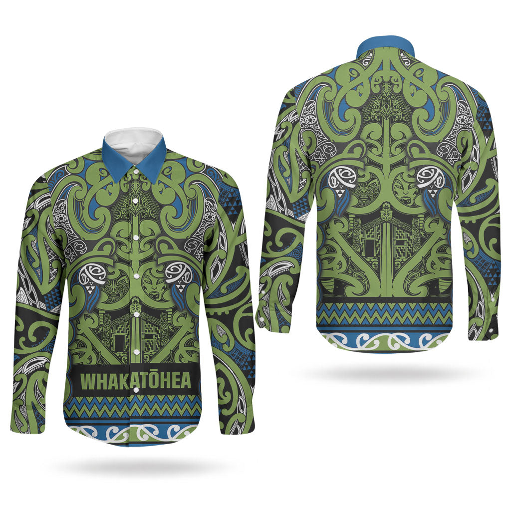 Aotearoa Iwi Whakatohea Couples Matching Mermaid Dress and Long Sleeve Button Shirt Maori Wharenui House Tribal Pattern LT9 - Polynesian Pride