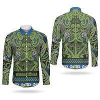 Aotearoa Iwi Whakatohea Couples Matching Off Shoulder Maxi Dress and Long Sleeve Button Shirt Maori Wharenui House Tribal Pattern LT9 - Polynesian Pride