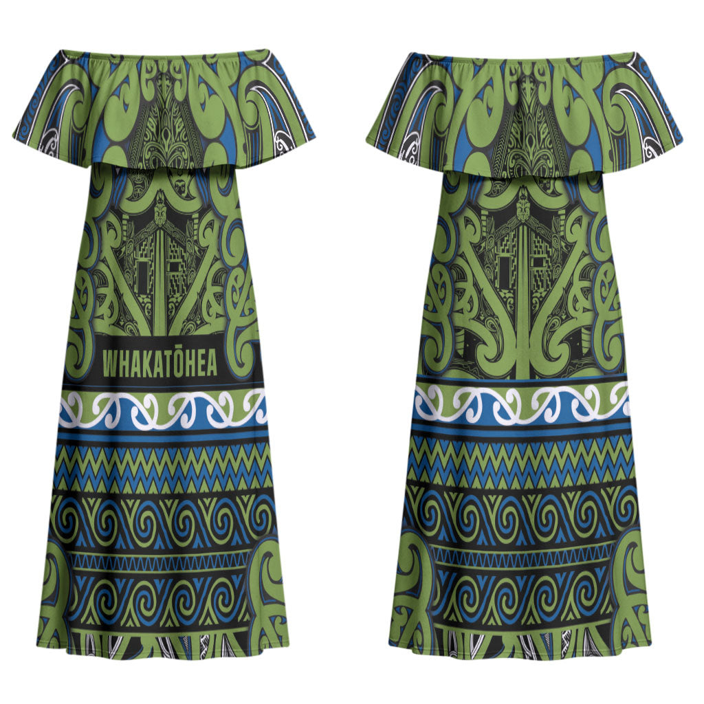 Aotearoa Iwi Whakatohea Couples Matching Off Shoulder Maxi Dress and Long Sleeve Button Shirt Maori Wharenui House Tribal Pattern LT9 - Polynesian Pride
