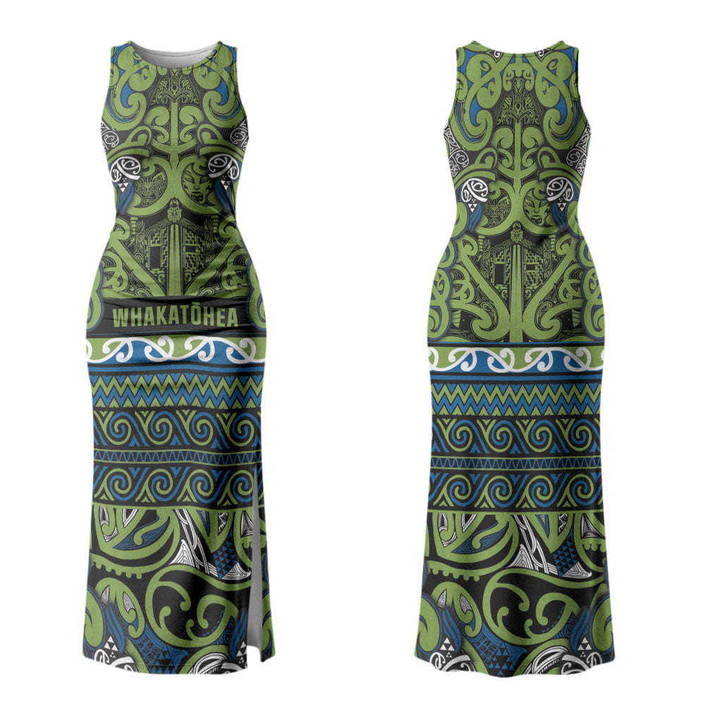 Aotearoa Iwi Whakatohea Couples Matching Tank Maxi Dress and Hawaiian Shirt Maori Wharenui House Tribal Pattern LT9 - Polynesian Pride