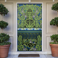 Aotearoa Iwi Whakatohea Door Cover Maori Wharenui House Tribal Pattern LT9 Olive green - Polynesian Pride
