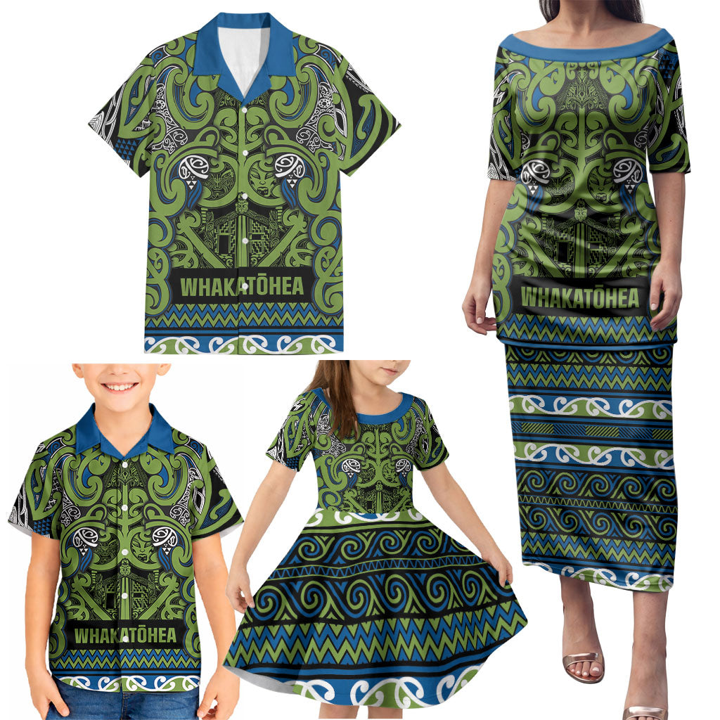 Aotearoa Iwi Whakatohea Family Matching Puletasi and Hawaiian Shirt Maori Wharenui House Tribal Pattern LT9 - Polynesian Pride