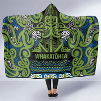 Aotearoa Iwi Whakatohea Hooded Blanket Maori Wharenui House Tribal Pattern LT9 One Size Olive green - Polynesian Pride