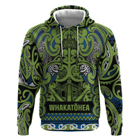 Aotearoa Iwi Whakatohea Hoodie Maori Wharenui House Tribal Pattern LT9 Pullover Hoodie Olive green - Polynesian Pride
