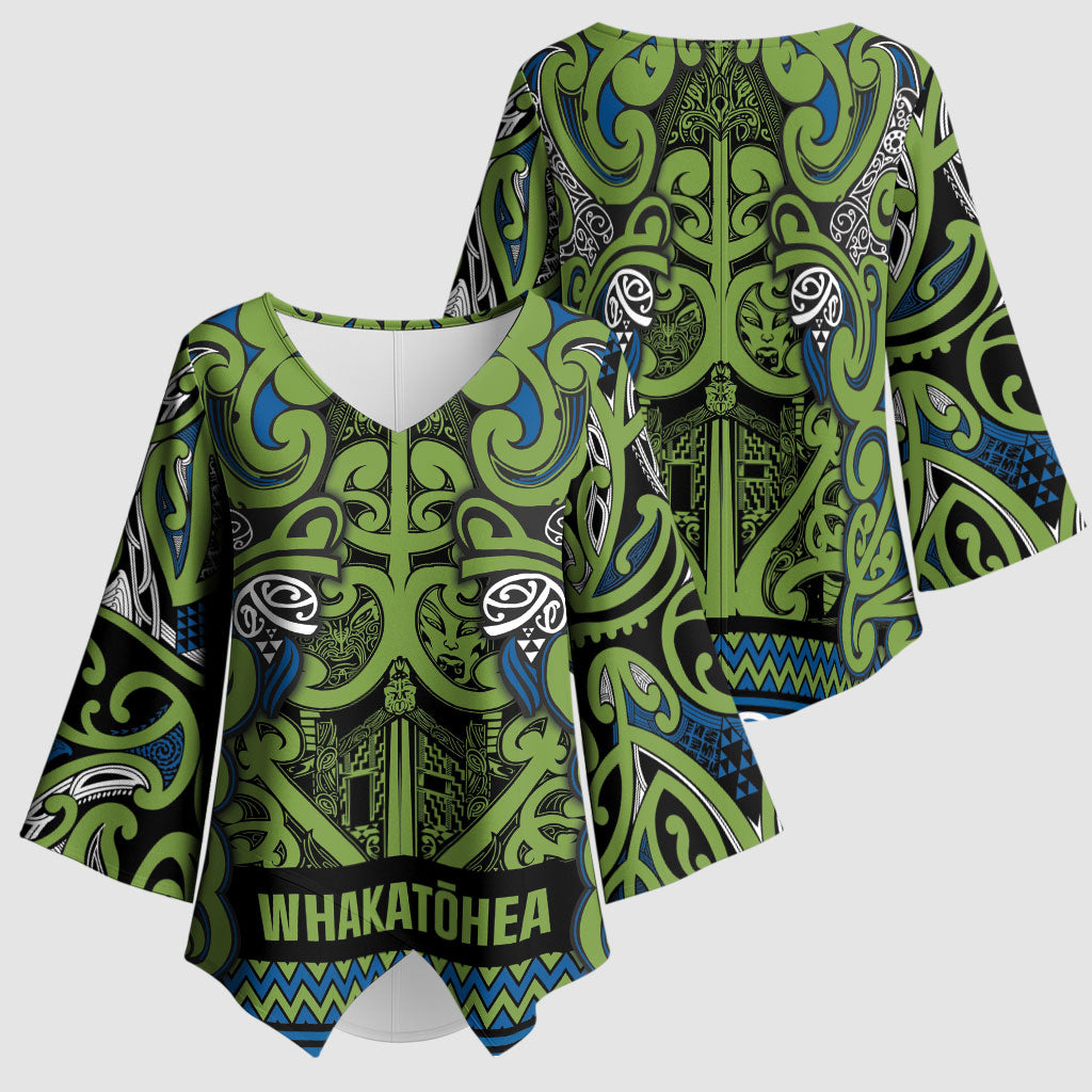 Aotearoa Iwi Whakatohea Kimono Sleeve Blouse Maori Wharenui House Tribal Pattern LT9 - Polynesian Pride