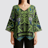 Aotearoa Iwi Whakatohea Kimono Sleeve Blouse Maori Wharenui House Tribal Pattern LT9 - Polynesian Pride