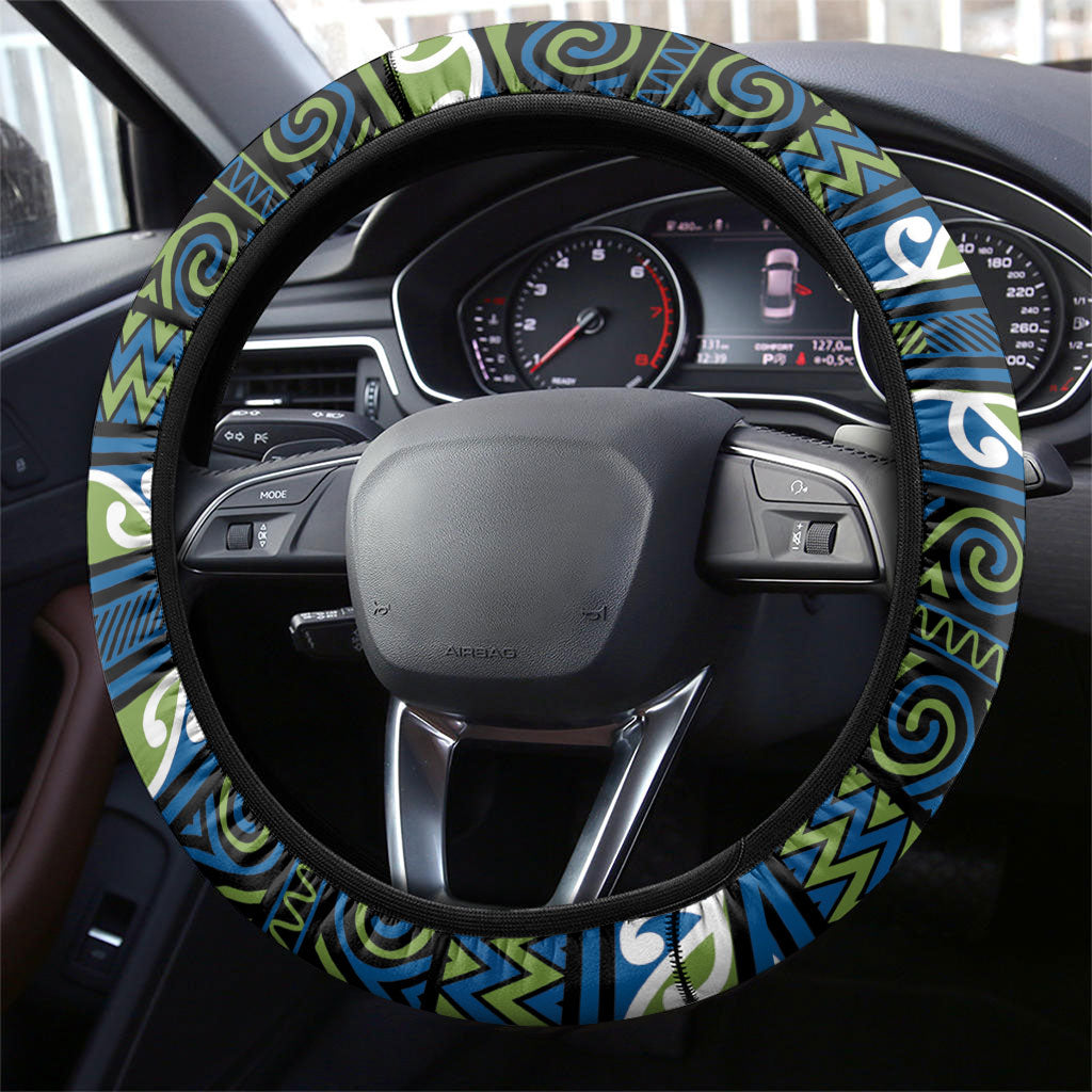 Aotearoa Iwi Whakatohea Steering Wheel Cover Maori Wharenui House Tribal Pattern LT9 - Polynesian Pride