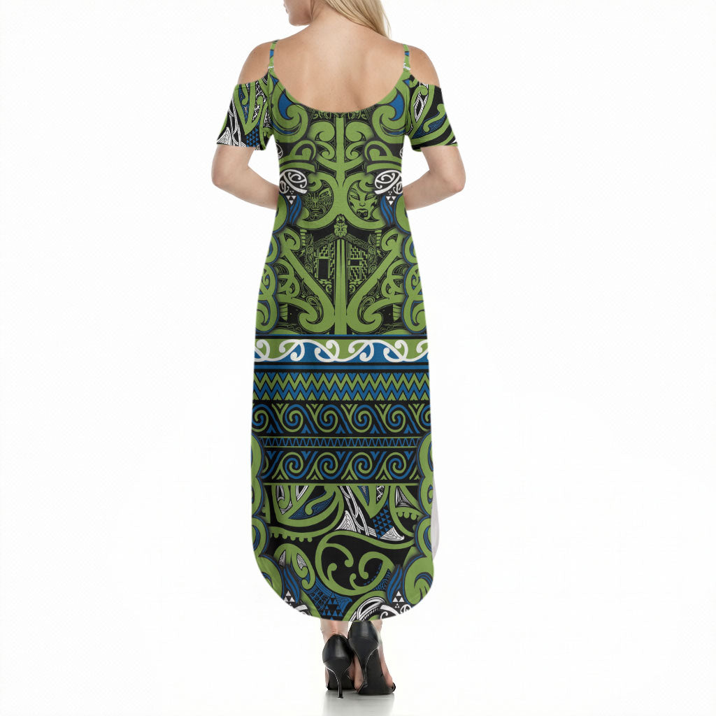 Aotearoa Iwi Whakatohea Summer Maxi Dress Maori Wharenui House Tribal Pattern LT9 - Polynesian Pride