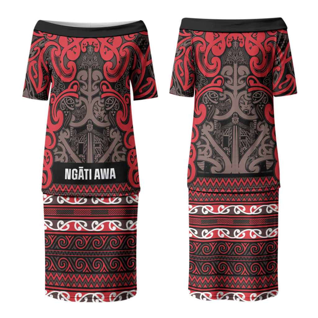 Aotearoa Iwi Ngati Awa Couples Matching Puletasi and Hawaiian Shirt Maori Wharenui House Tribal Pattern LT9 - Polynesian Pride