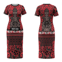 Aotearoa Iwi Ngati Awa Couples Matching Short Sleeve Bodycon Dress and Long Sleeve Button Shirt Maori Wharenui House Tribal Pattern LT9 - Polynesian Pride