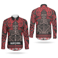 Aotearoa Iwi Ngati Awa Couples Matching Summer Maxi Dress and Long Sleeve Button Shirt Maori Wharenui House Tribal Pattern LT9 - Polynesian Pride