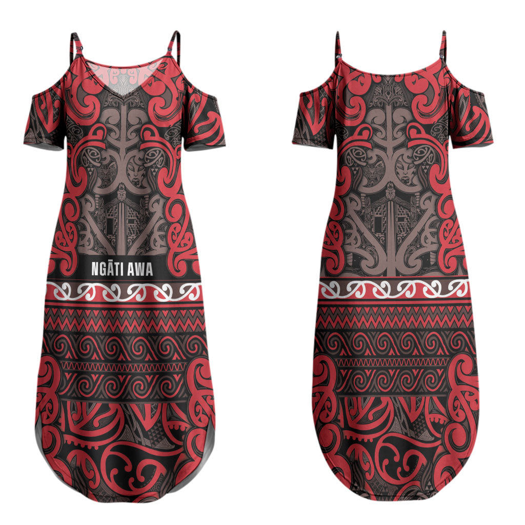 Aotearoa Iwi Ngati Awa Couples Matching Summer Maxi Dress and Long Sleeve Button Shirt Maori Wharenui House Tribal Pattern LT9 - Polynesian Pride