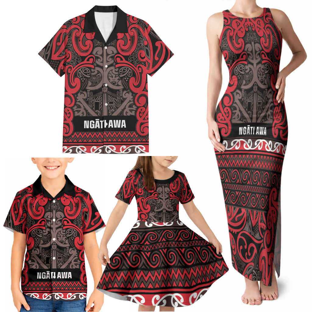 Aotearoa Iwi Ngati Awa Family Matching Tank Maxi Dress and Hawaiian Shirt Maori Wharenui House Tribal Pattern LT9 - Polynesian Pride