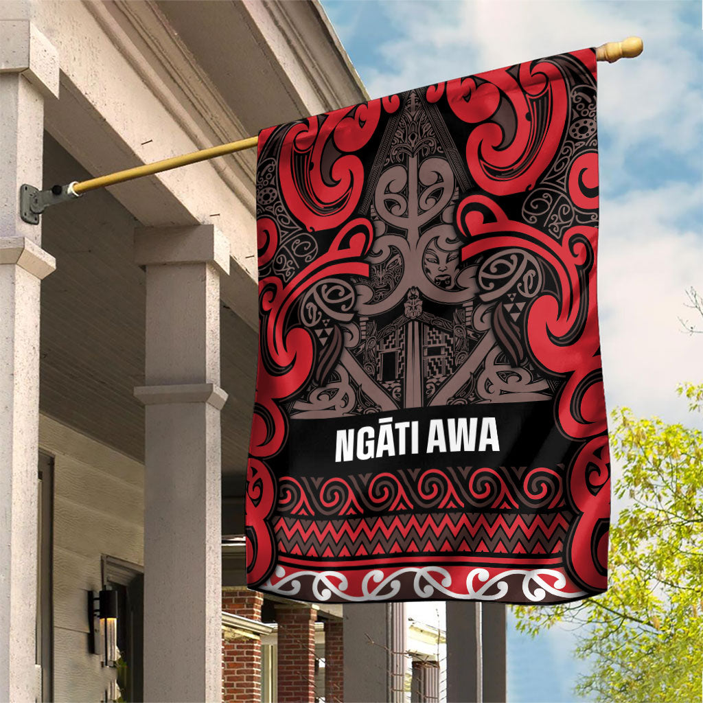 Aotearoa Iwi Ngati Awa Garden Flag Maori Wharenui House Tribal Pattern LT9 House Flag Red - Polynesian Pride