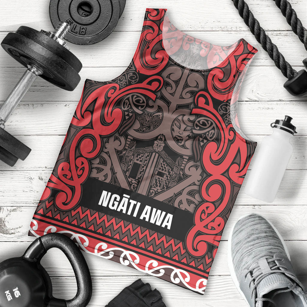 Aotearoa Iwi Ngati Awa Men Tank Top Maori Wharenui House Tribal Pattern LT9 - Polynesian Pride