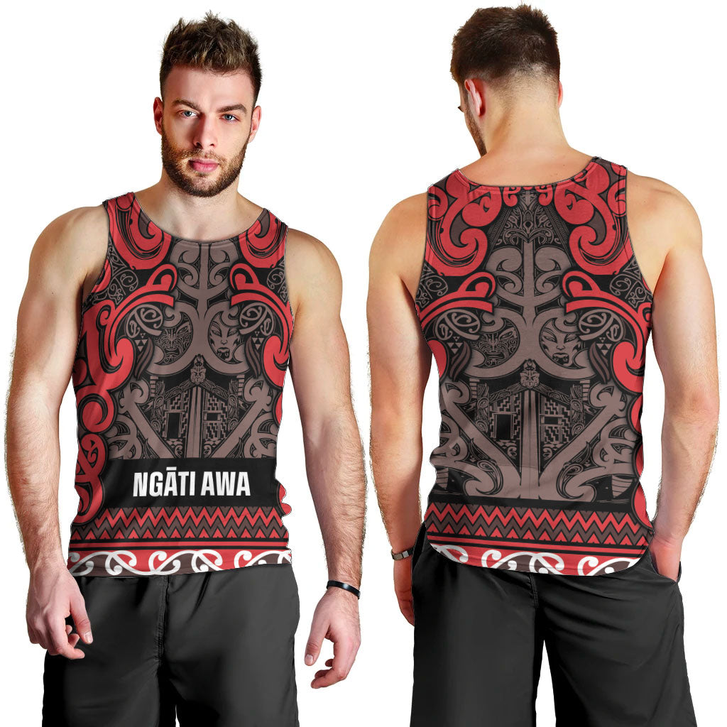 Aotearoa Iwi Ngati Awa Men Tank Top Maori Wharenui House Tribal Pattern LT9 - Polynesian Pride