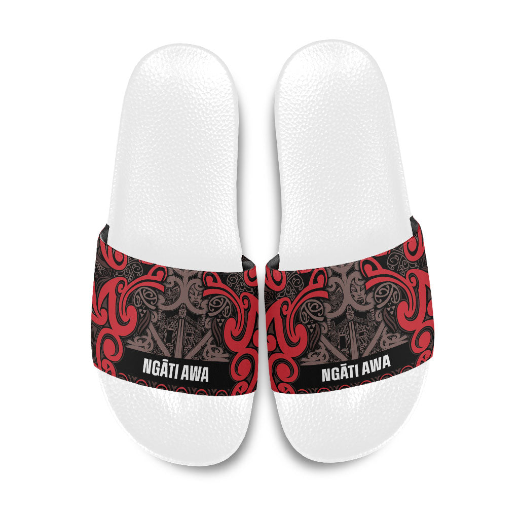 Aotearoa Iwi Ngati Awa Slide Sandals Maori Wharenui House Tribal Pattern LT9 Red - Polynesian Pride