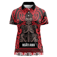 Aotearoa Iwi Ngati Awa Women Polo Shirt Maori Wharenui House Tribal Pattern LT9 Female Red - Polynesian Pride