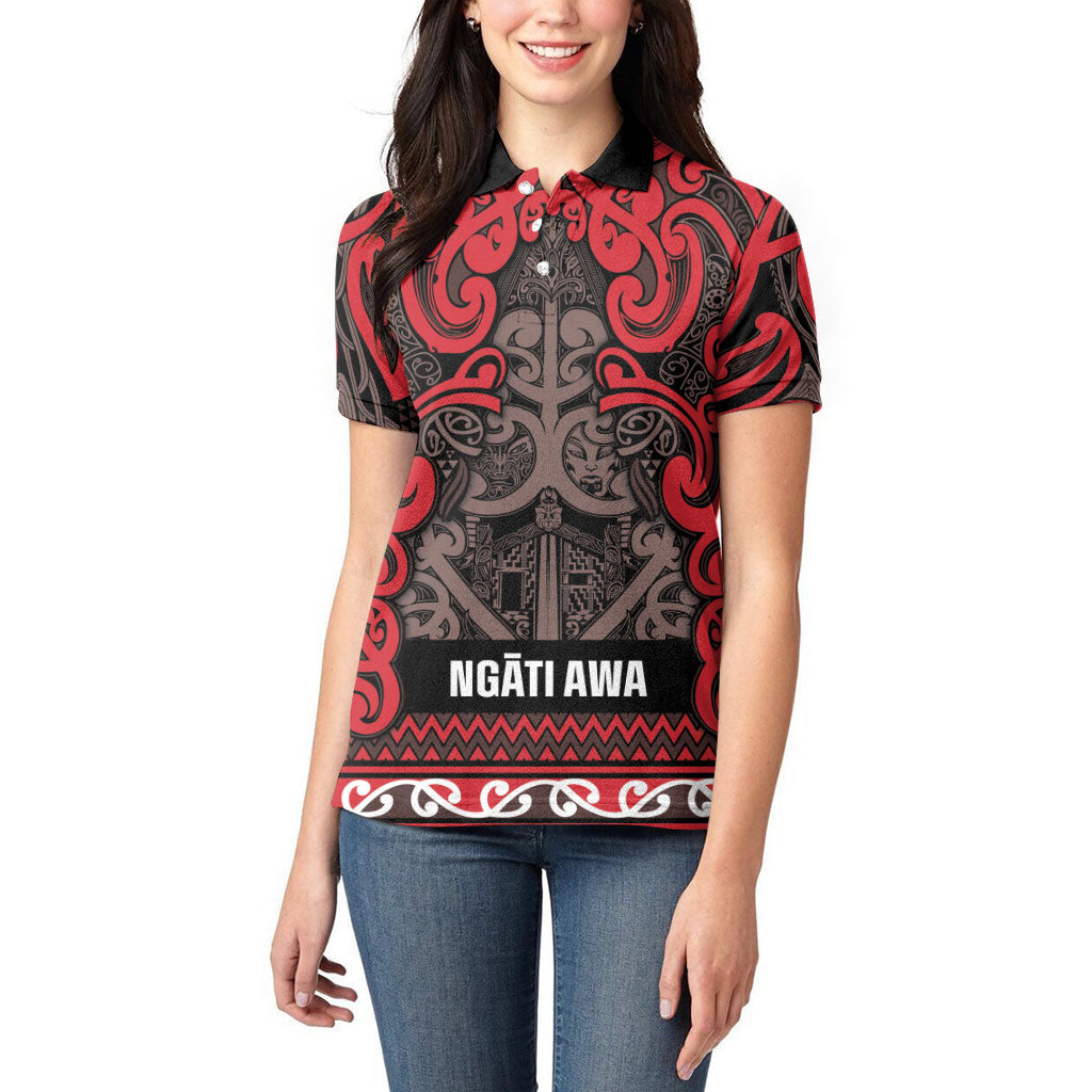 Aotearoa Iwi Ngati Awa Women Polo Shirt Maori Wharenui House Tribal Pattern LT9 - Polynesian Pride