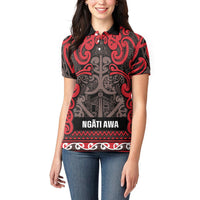 Aotearoa Iwi Ngati Awa Women Polo Shirt Maori Wharenui House Tribal Pattern LT9 - Polynesian Pride